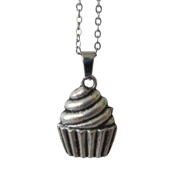 New Cupcake Pendant Necklace With 18" Stainless Chain Jewelry Gift - Picture 1 of 6